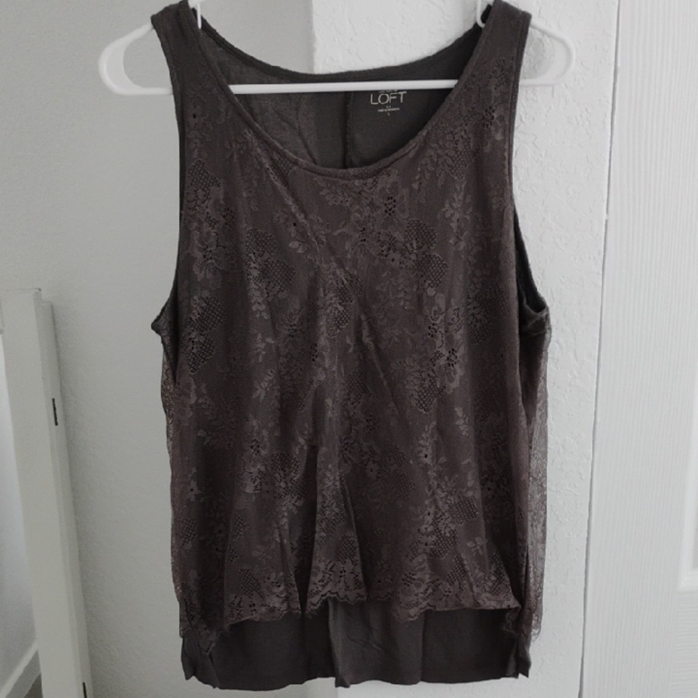 LOFT Gray Sleeveless Tank Top